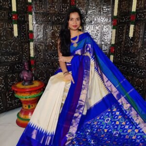 Pure-Pochampally-Ikkat-Silk-Saree-Blue-and-Green